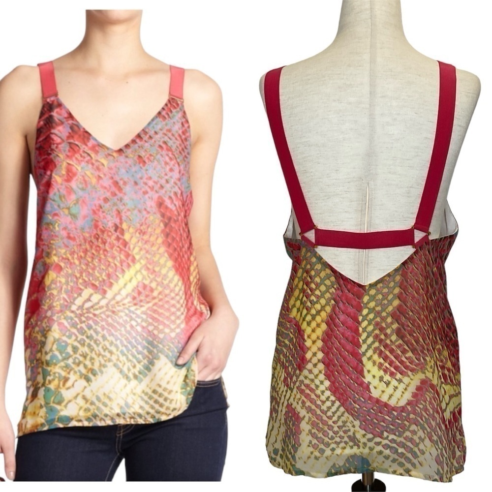 New Ramy Brook Sleeveless Snake Skin Print Low Back Top Size XSmall